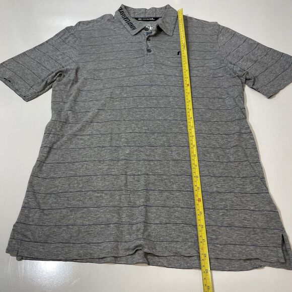 Travis Mathew Men’s Polo Shirt Gray Blue Stripe Golf Tour Embroidered Med - Picture 5 of 7